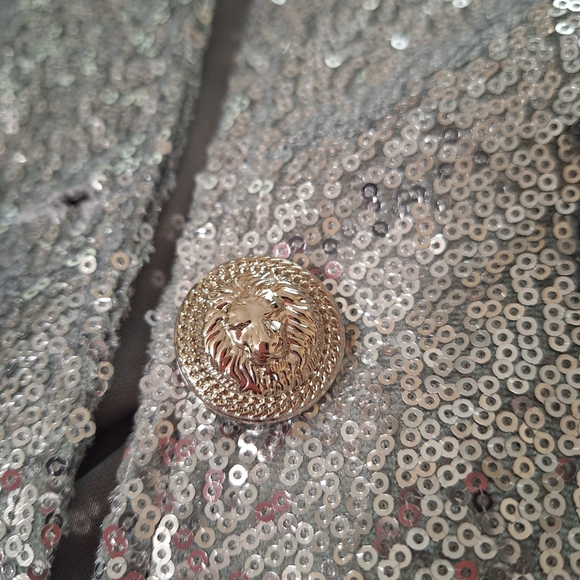 Anna Kaci Silver Sequin Sparkle Shiny Blazer - Picture 8 of 16